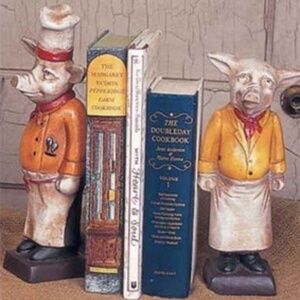 Vintage Pair of French Chef Pig Bookends